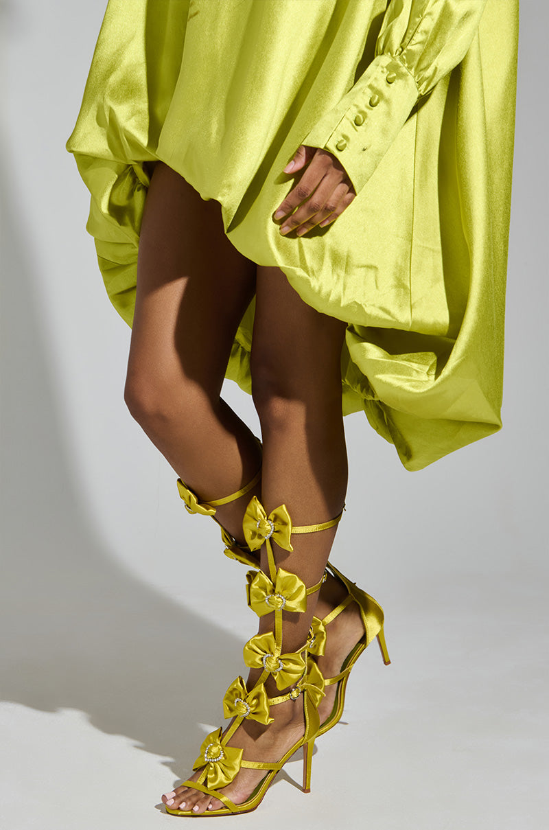 AZALEA WANG AERIN LIME BOW EMBELLISHED GLADIATOR STILETTO SANDAL