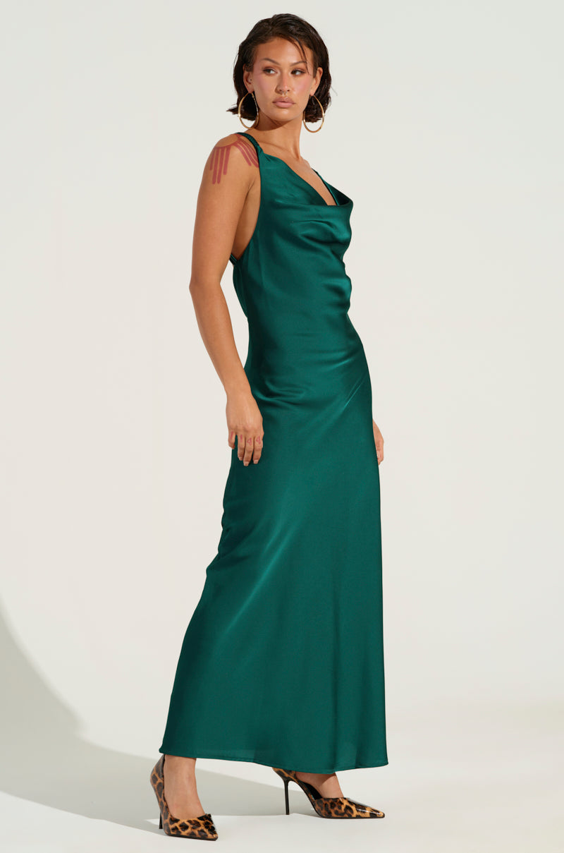 LOVED HARD SATIN MAXI DRESS