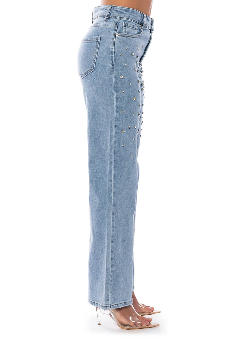 RILEE EMBELLISHED STRAIGHT FIT JEANS