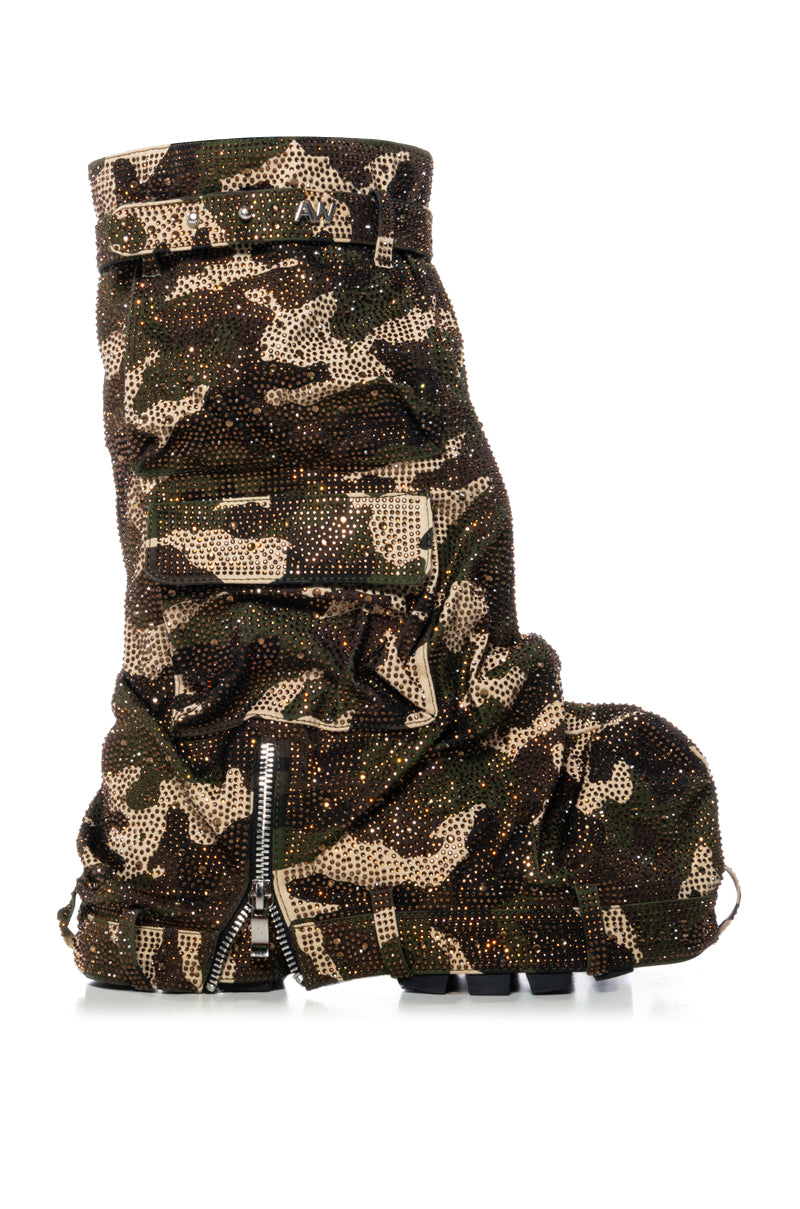 AZALEA WANG ANGELA BOOT IN EMBELLISHED CAMO