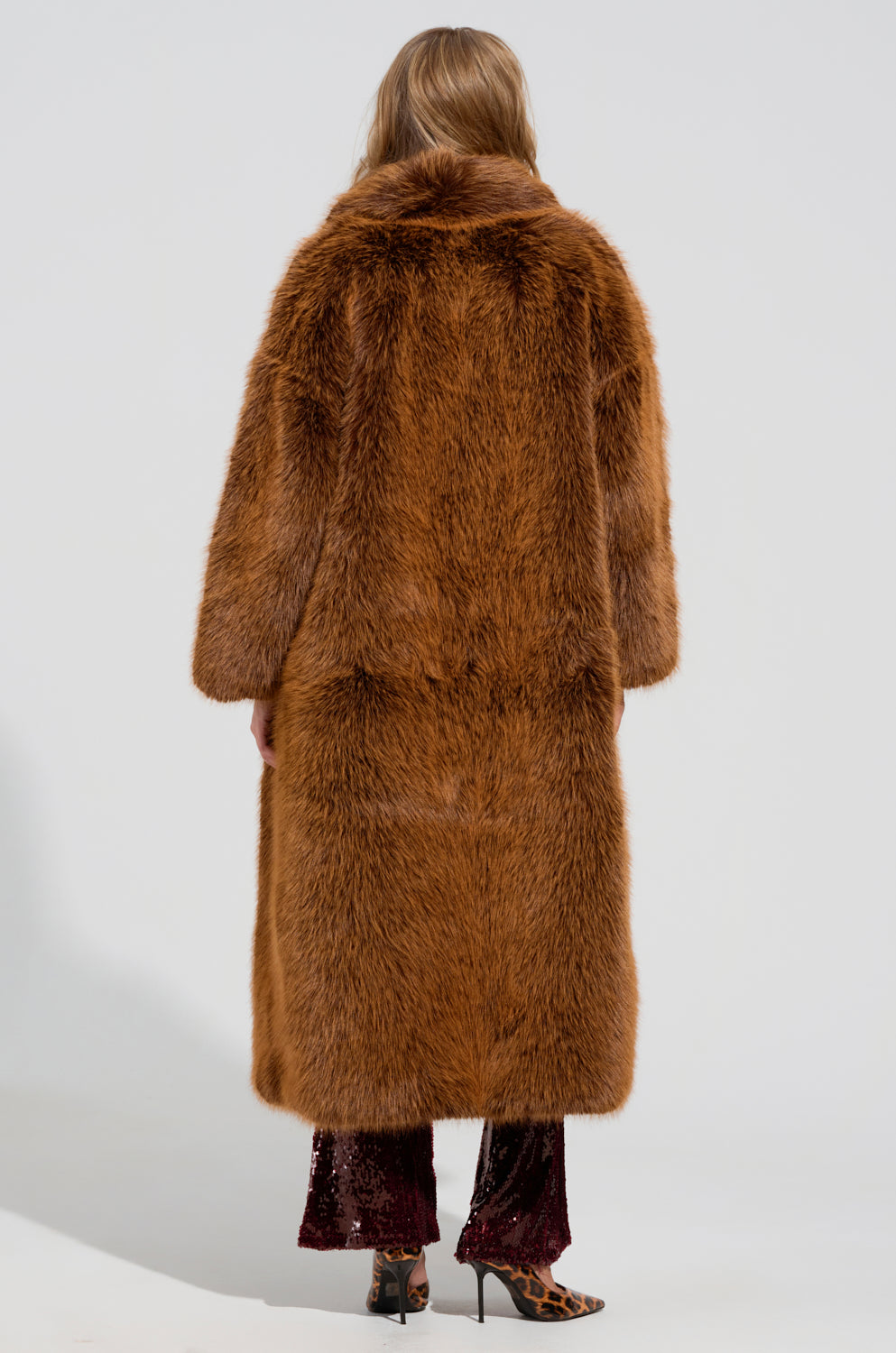 DAYANNE FAUX FUR TRENCH IN BROWN