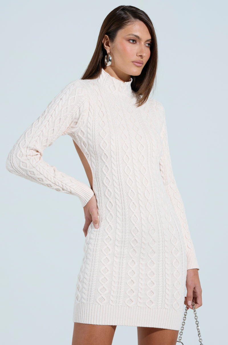 FASHIONABLY LATE CABLEKNIT MINI DRESS