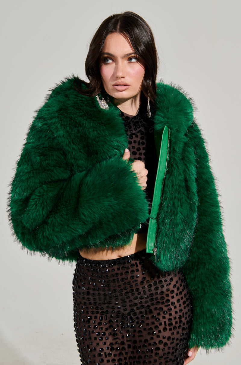 LUCKY HOODED FUR BOMBER