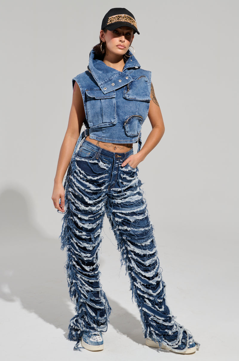 MODEL BEHAVIOR MEDIUM BLUE DENIM TOP