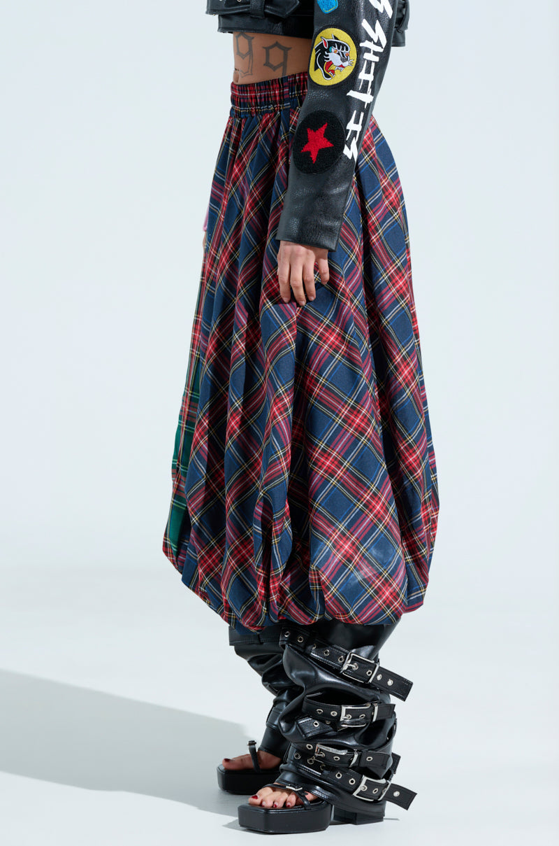 MOVEMENTS PLAID MIDI SKIRT