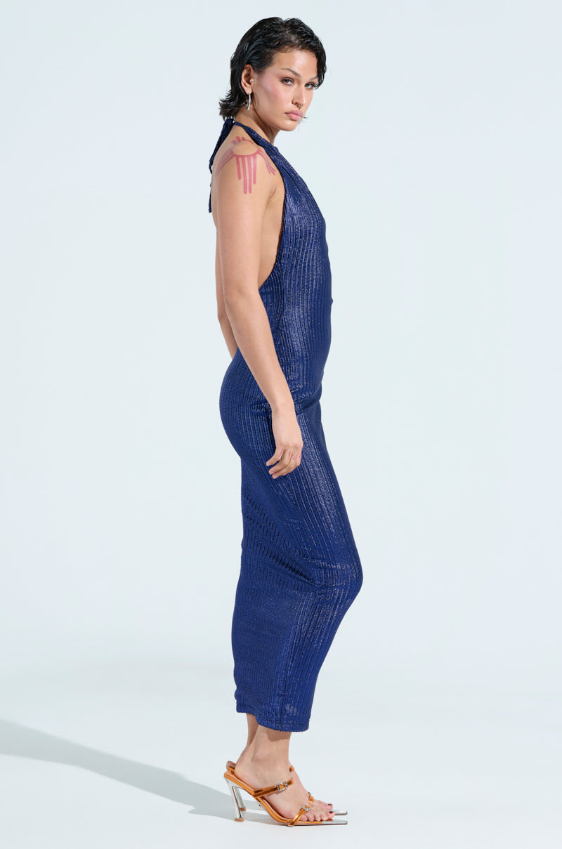 TAKE ME TO FIGI KNIT MAXI DRESS IN BLUE