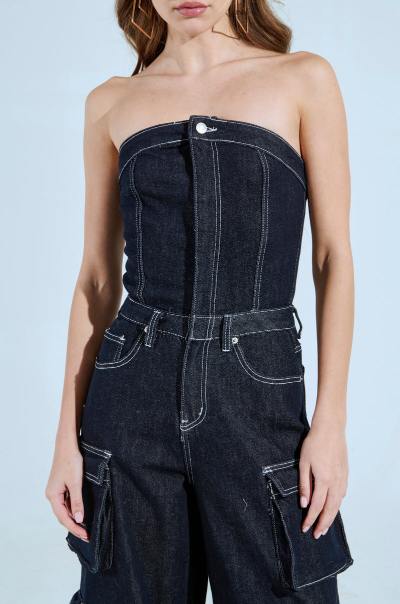 CAUGHT YOUR EYE DENIM JUMPSUIT