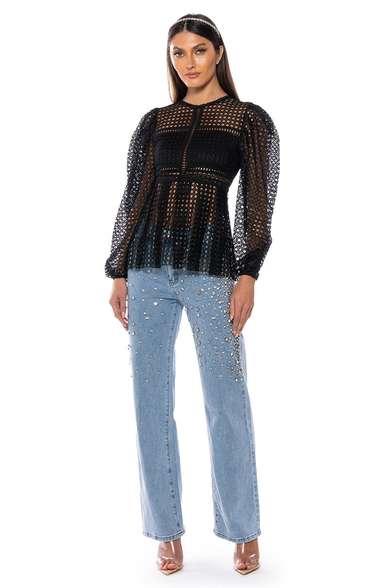 RILEE EMBELLISHED STRAIGHT FIT JEANS