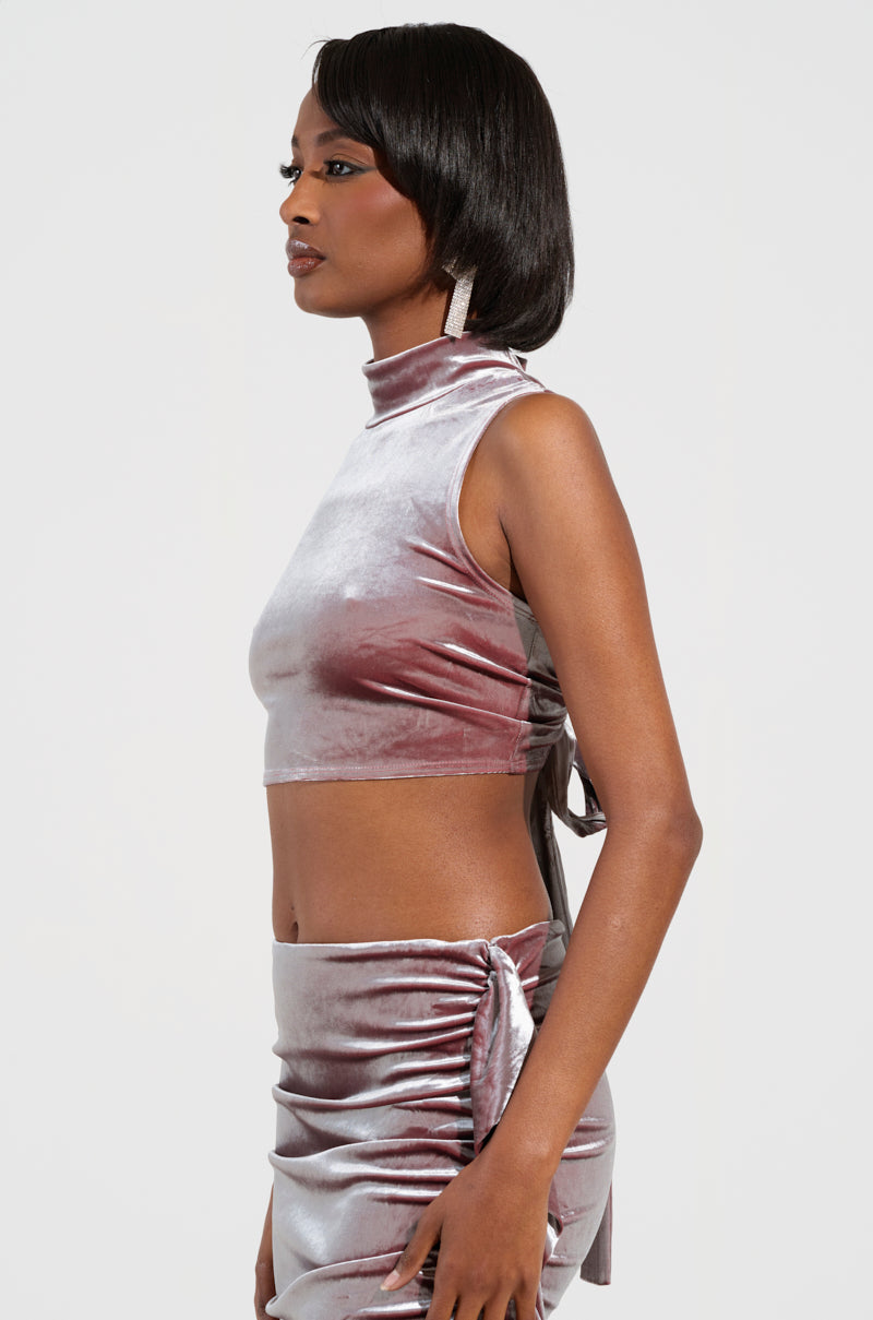 FLAUNT IT VELVET MOCK NECK BLOUSE
