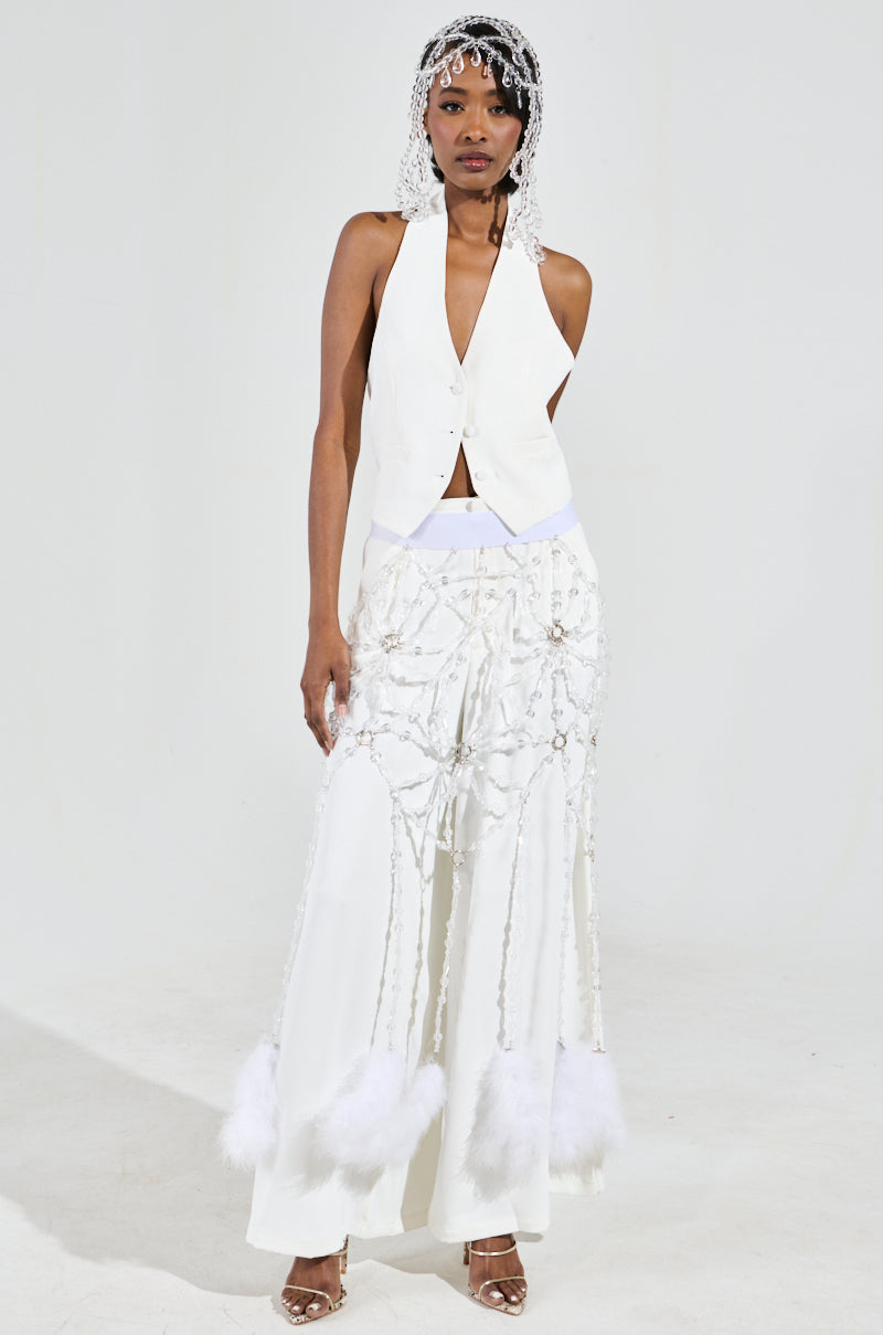 AMBROSIA CROPPED HALTER VEST IN WHITE