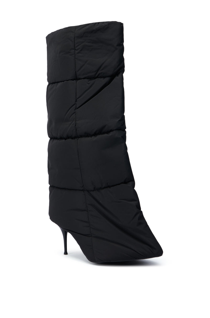 DREAMSICLE BLACK PUFFER STILETTO BOOT