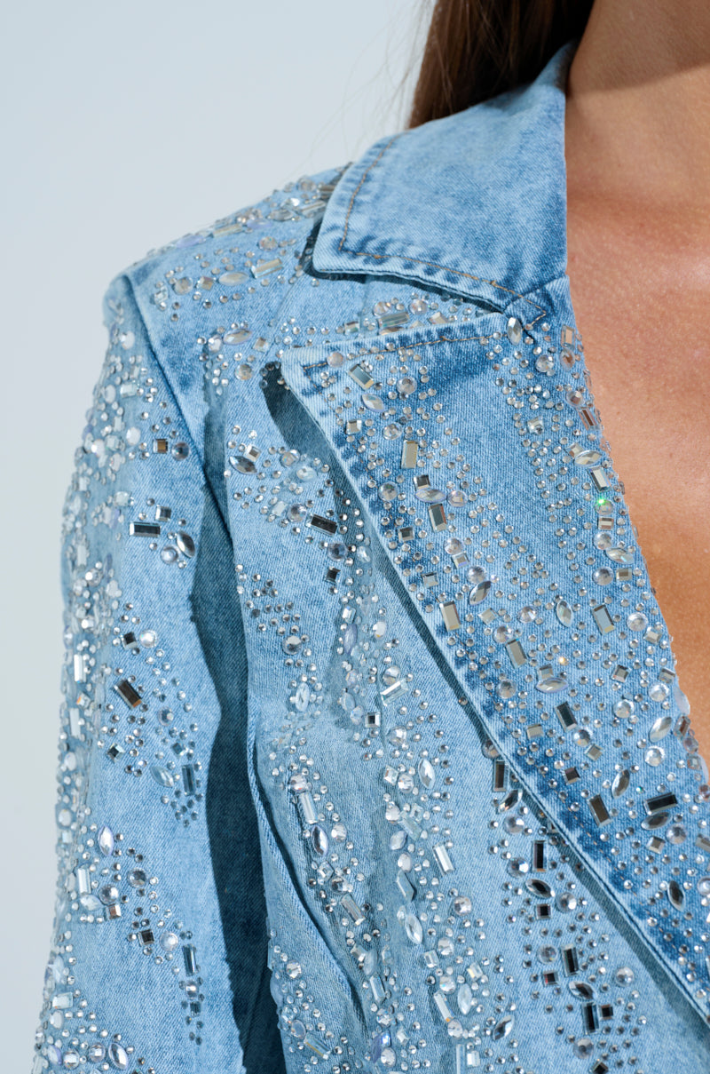 DIAMONDS DANCING DENIM BLAZER