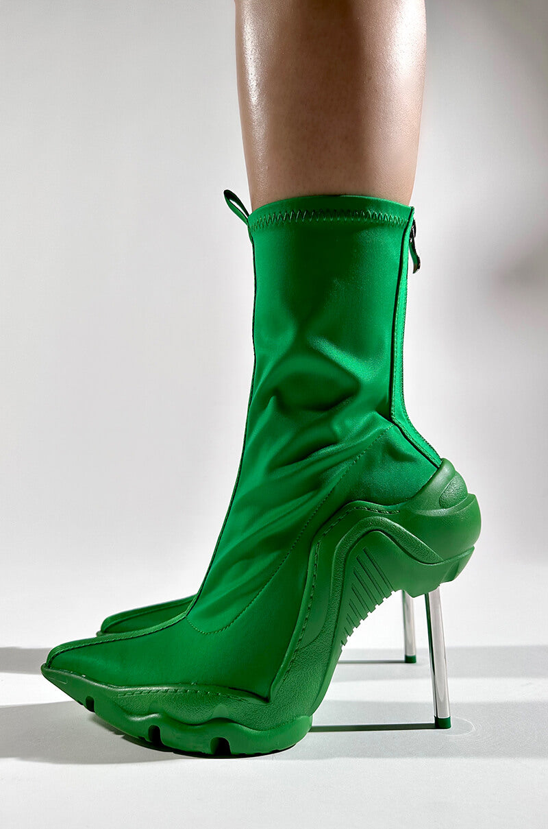 AZALEA WANG WILBER BOOTIE WITH STRETCH NEOPRENE IN GREEN