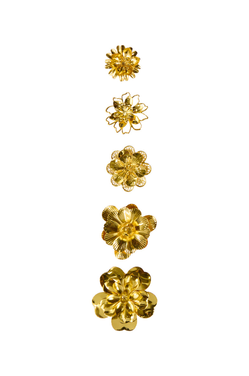 PRETTY PLEASE FLORAL BROOCH PACK IN GOLD