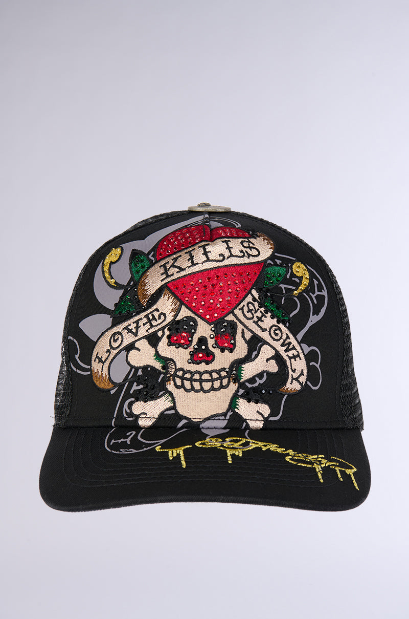 ED HARDY RHINESTONE LOVE KILLS SLOWLY HAT