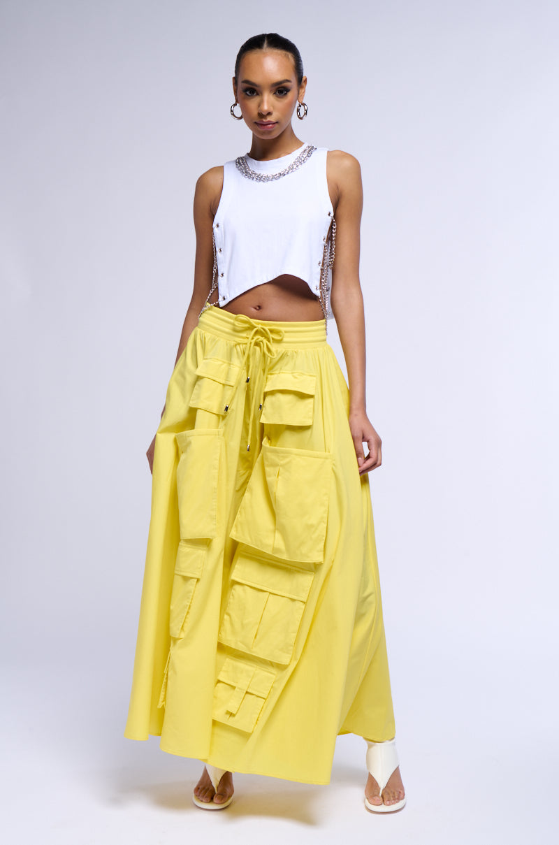 SUNSHINE BOULEVARD CARGO POCKET MAXI SKIRT