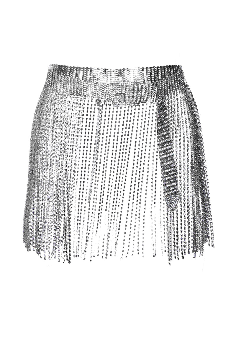 SHAKE A TAIL FEATHER RHINESTONE FRINGE SKIRT BELT