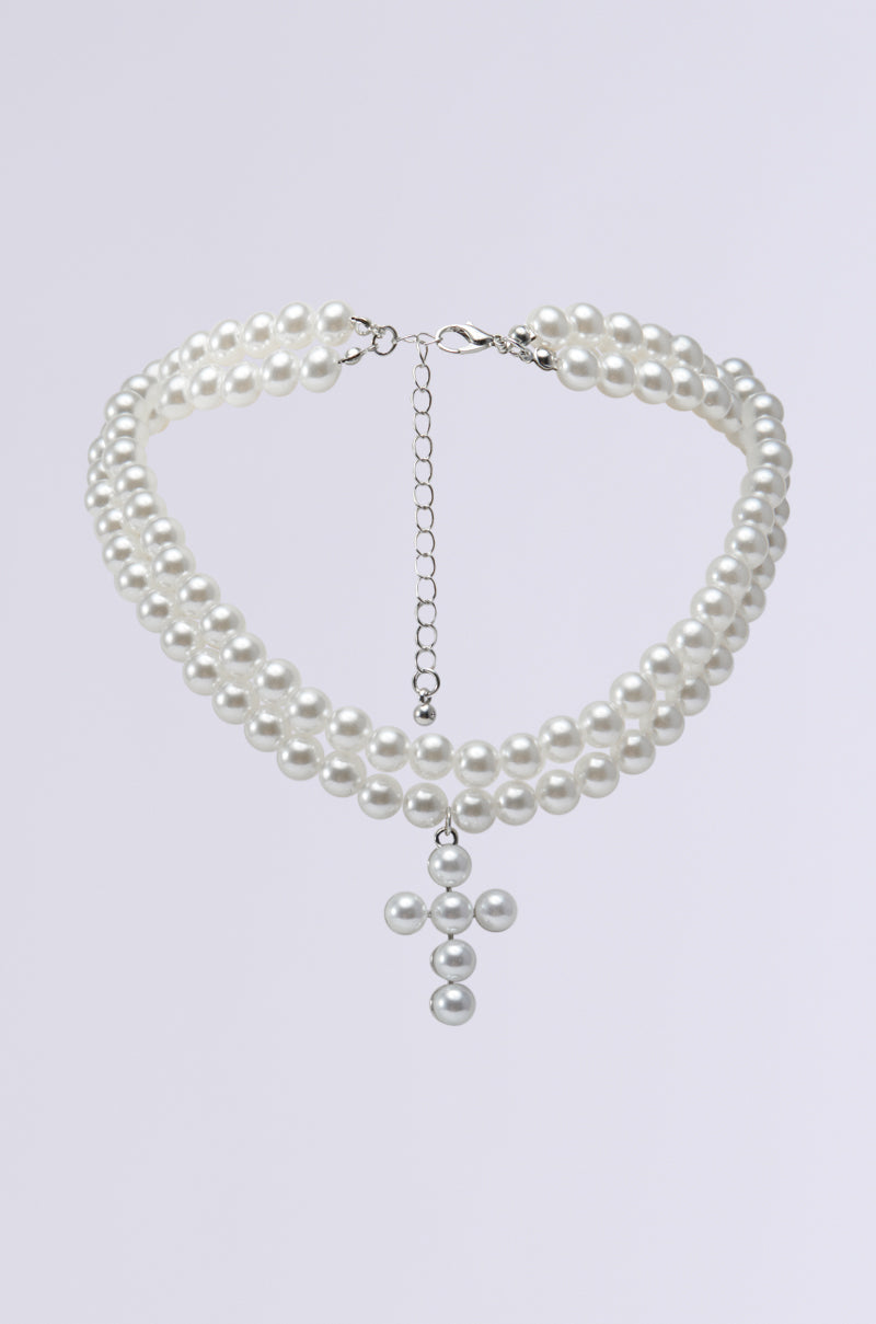 PEARL DREAMING CROSS CHOKER