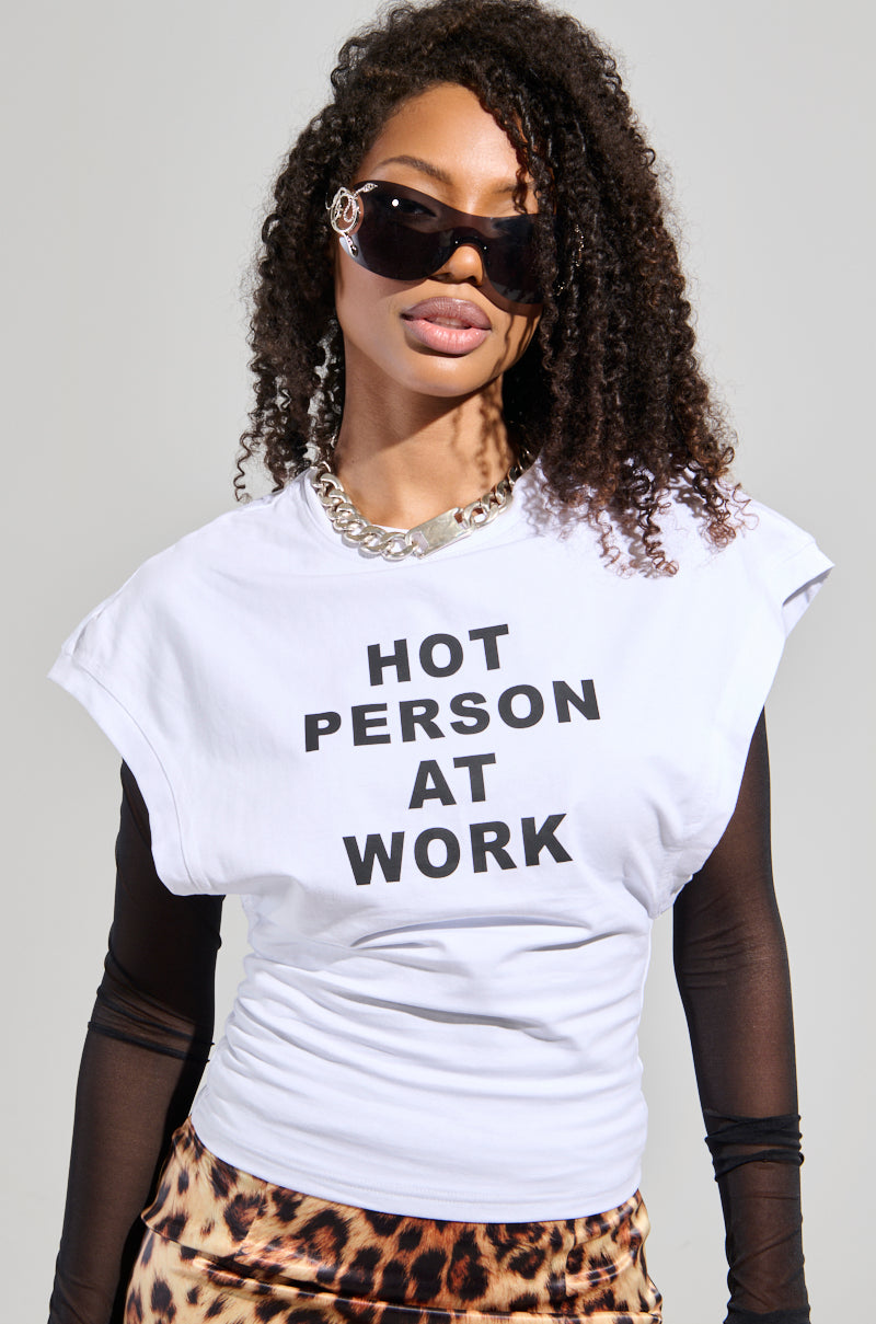 HOT PERSON AT WORK LONG SLEEVE GRAPHIC SHIRT