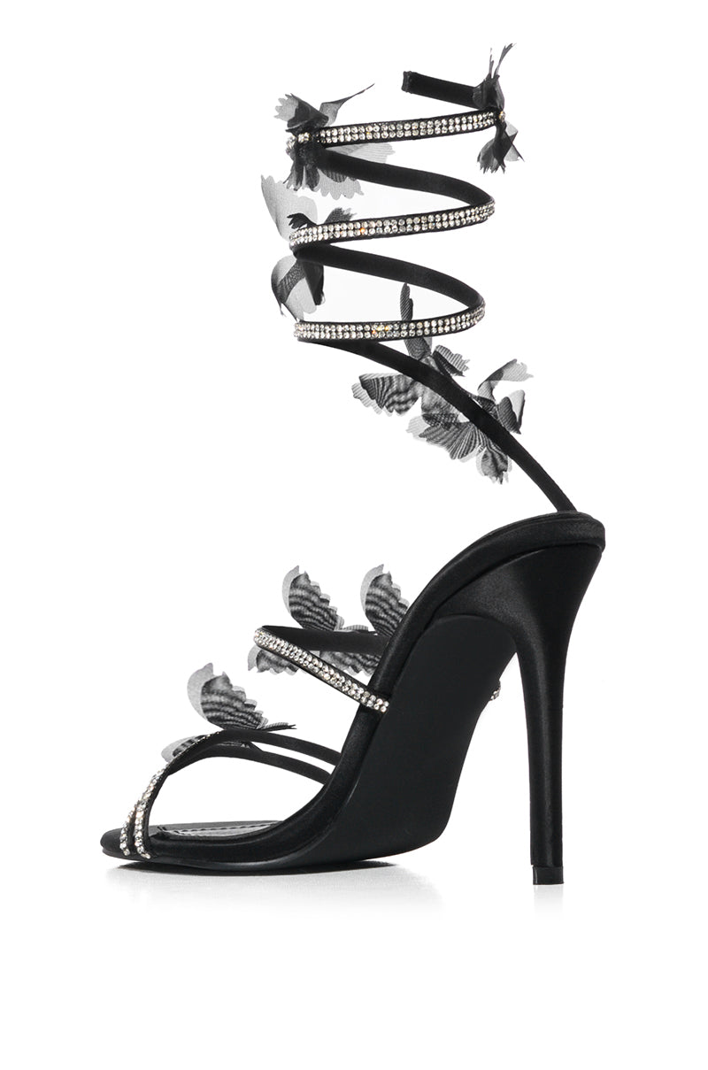 AZALEA WANG ARYANA BLACK BUTTERFLY COIL SANDAL