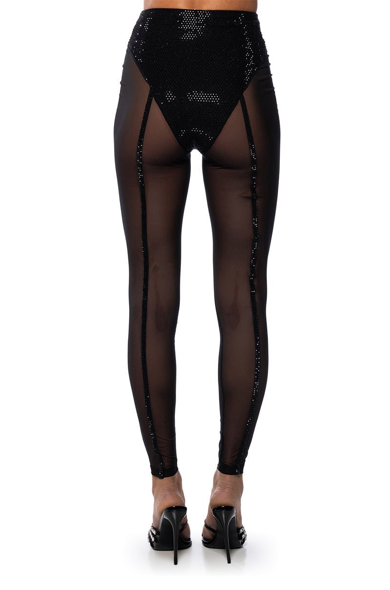 DYNAMITE EMBELLISHED HIGH WAIST MESH LEGGING