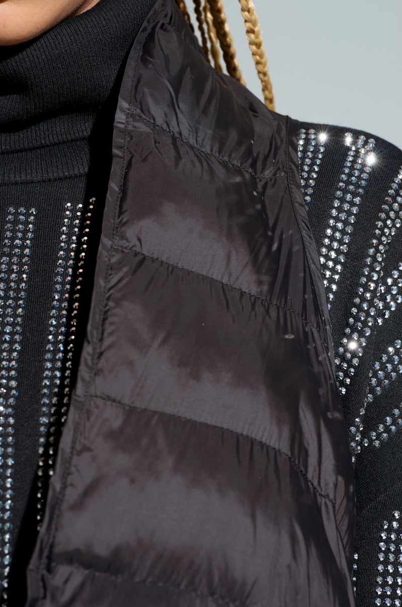 BEST PART LAYERING PUFFER VEST IN BLACK