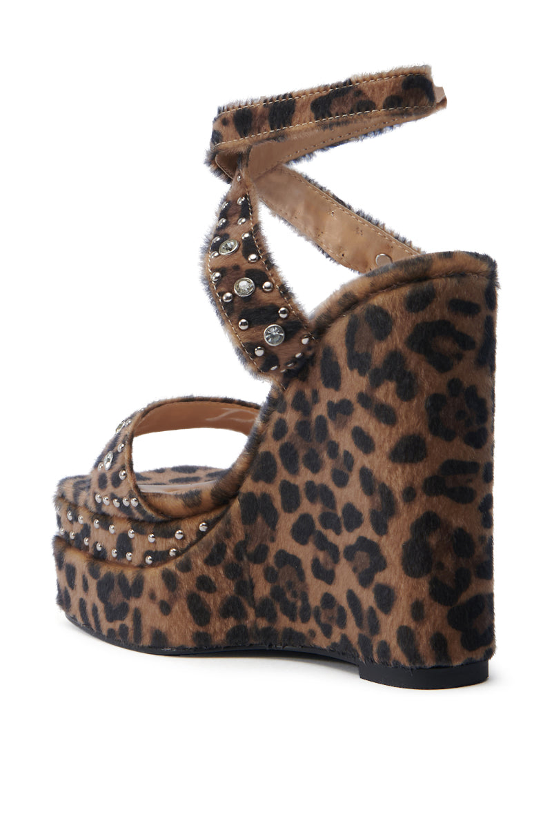 AZALEA WANG TIBIL LEOPARD WEDGE SANDAL