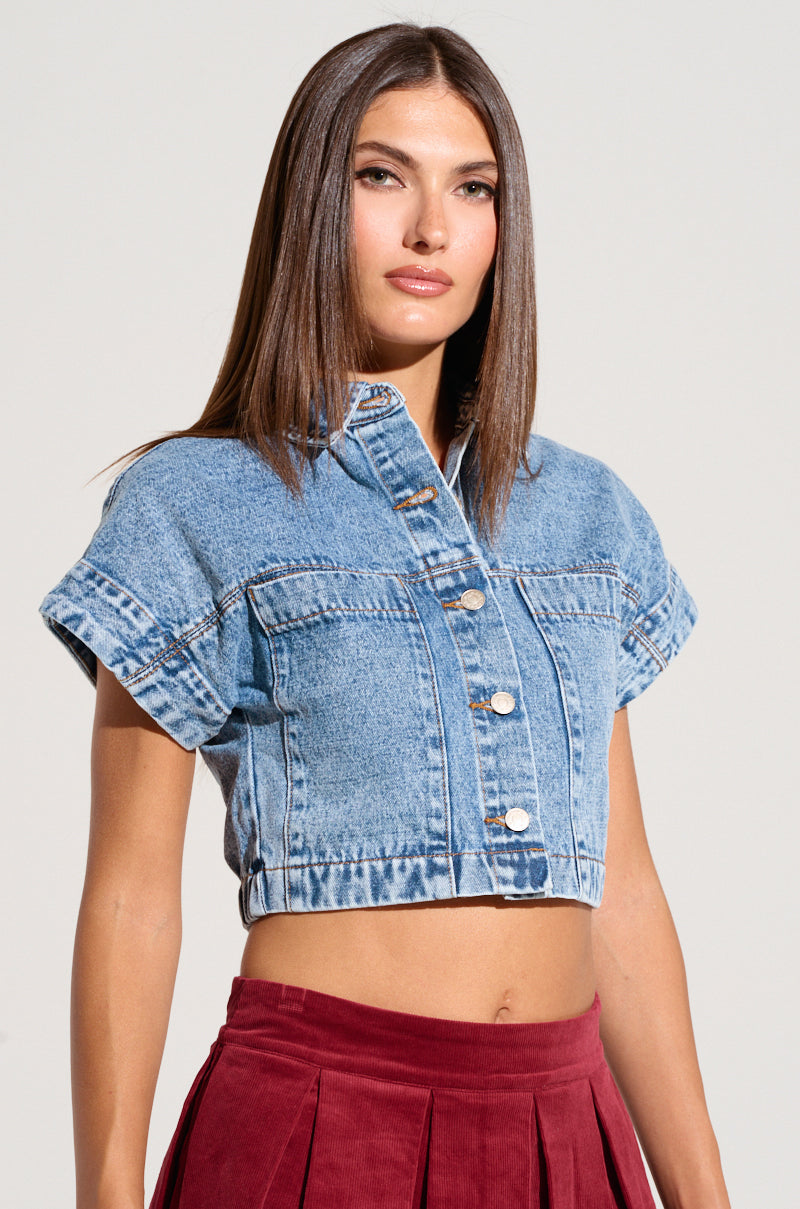 FOREVER THAT GIRL DENIM BUTTON UP SHIRT