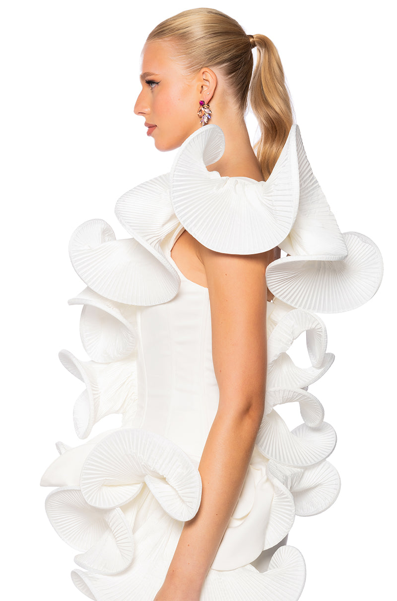 CASCADING RUFFLE BLOUSE