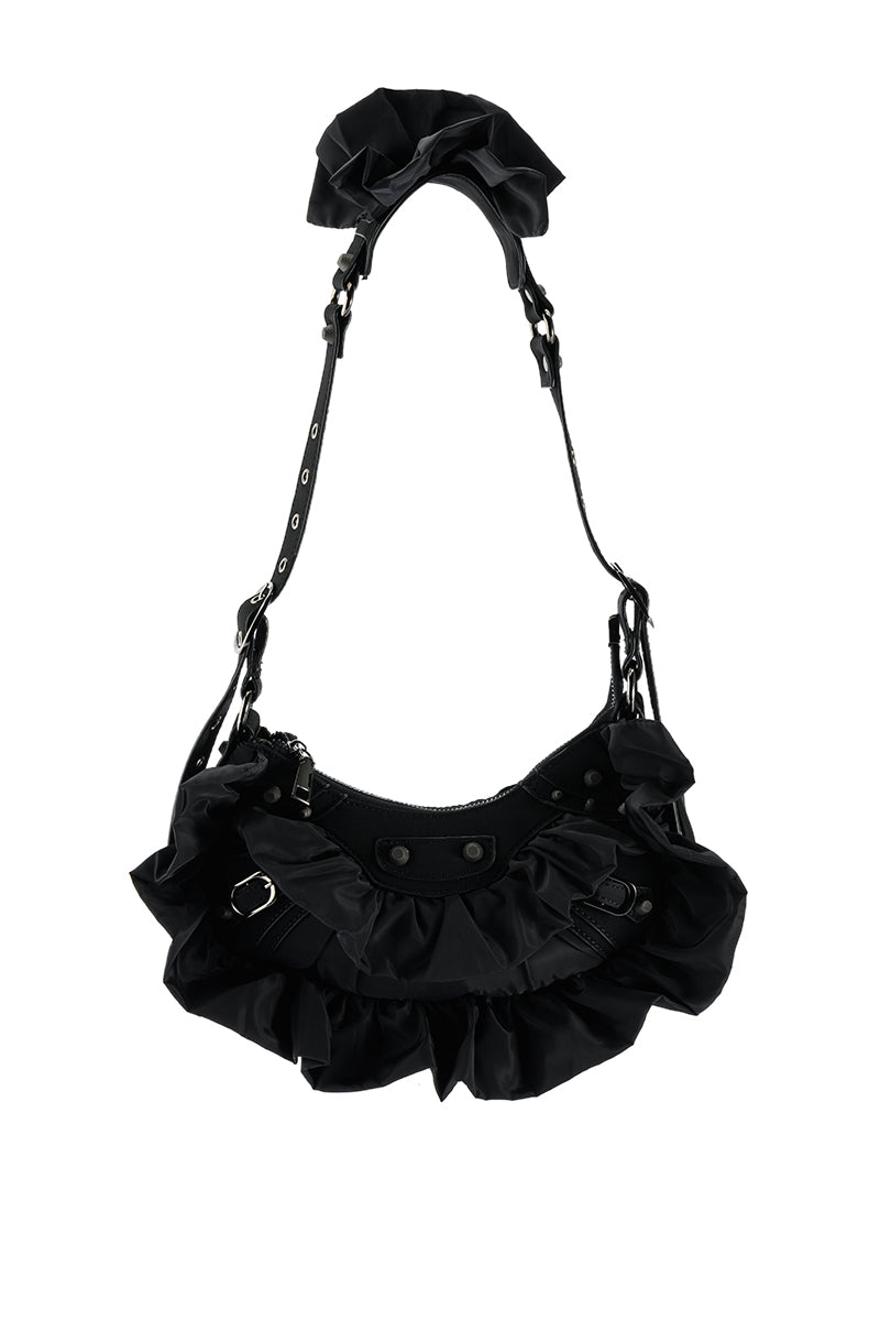 SAY YOULL BE THERE NYLON RUFFLE PURSE