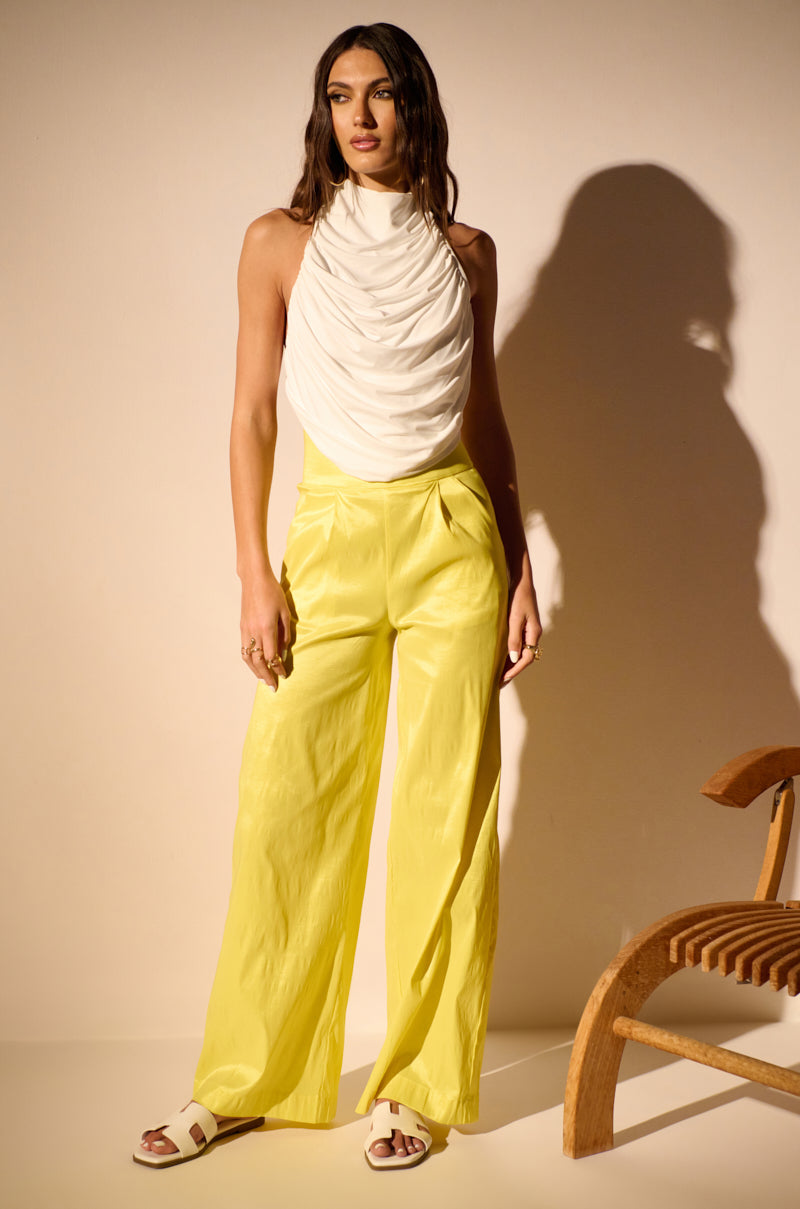 BIG BOOTY HIGH WAIST WIDE LEG TROUSER IN YELLOW