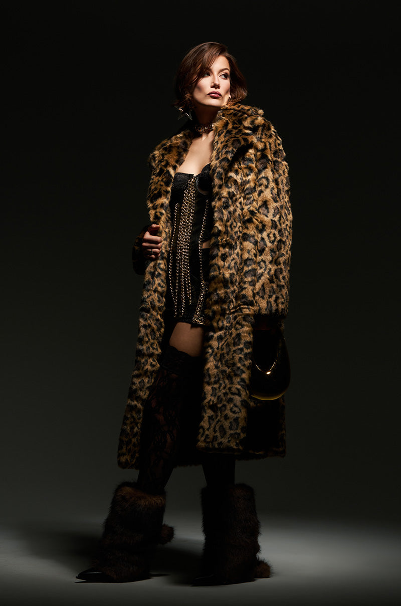 CATTY FAUX FUR LEOPARD COAT