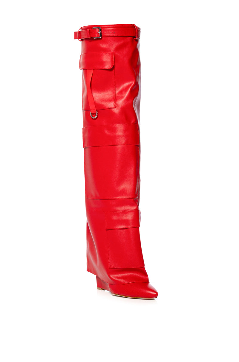 AZLAEA WANG ALEXIA RED WEDGE BOOT