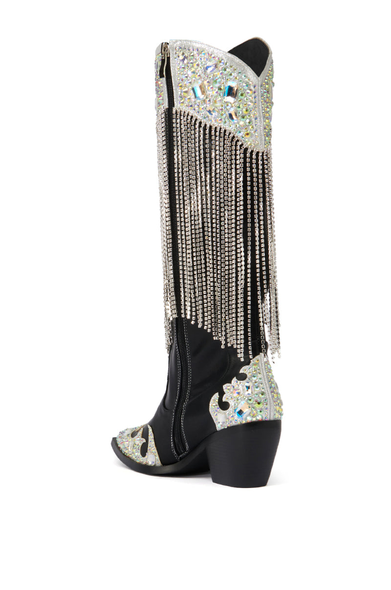 AZALEA WANG TEMPTRESS BLACK EMBELLISHED COWBOY BOOT