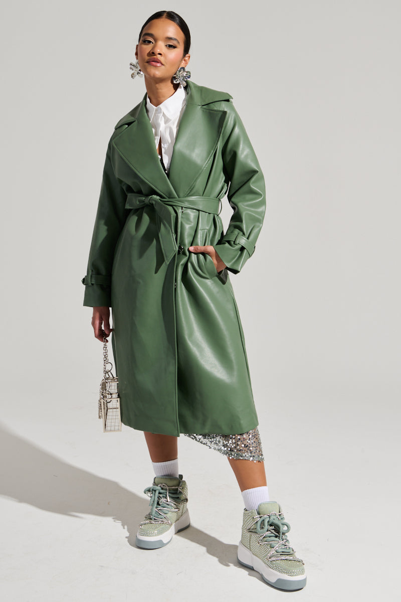 DIRTY MARTINI FAUX LEATHER TRENCH