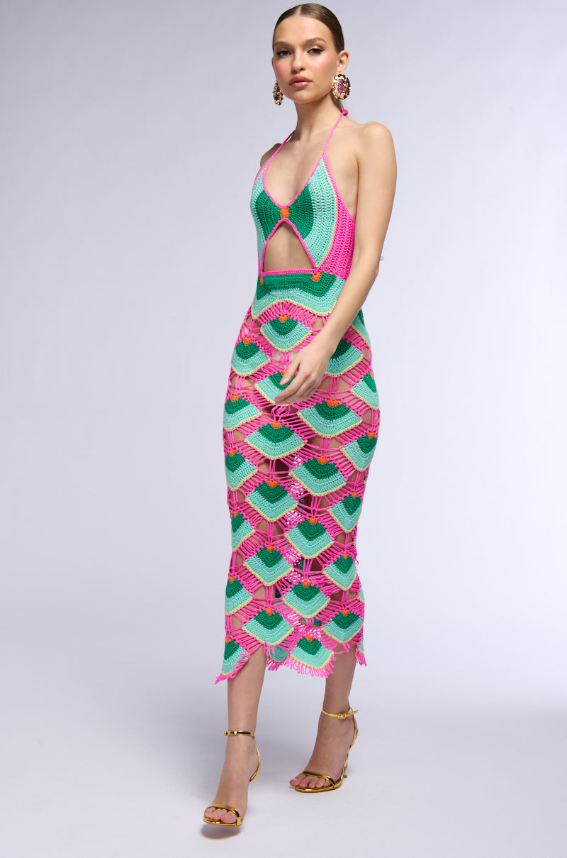 MOVE TO THE TROPICS CROCHET KNIT MAXI DRESS