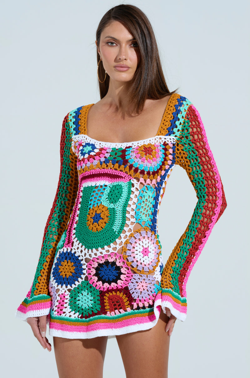 CROCHET ALL DAY COLORBLOCK MINI DRESS