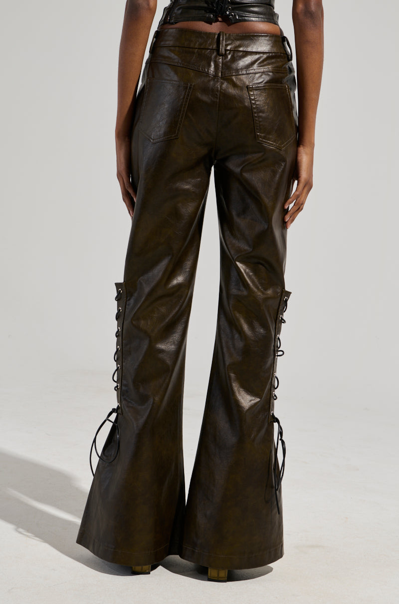 PAIGE FAUX LEATHER FLARE TROUSER