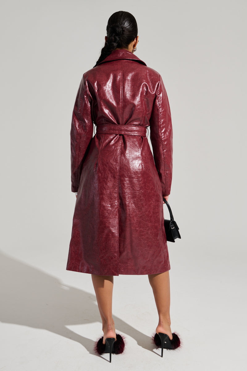 MISA FAUX LEATHER TRENCH