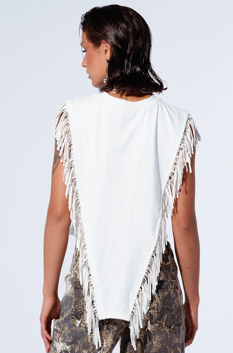 AMBITCHOUS FRINGE DETAIL T-SHIRT