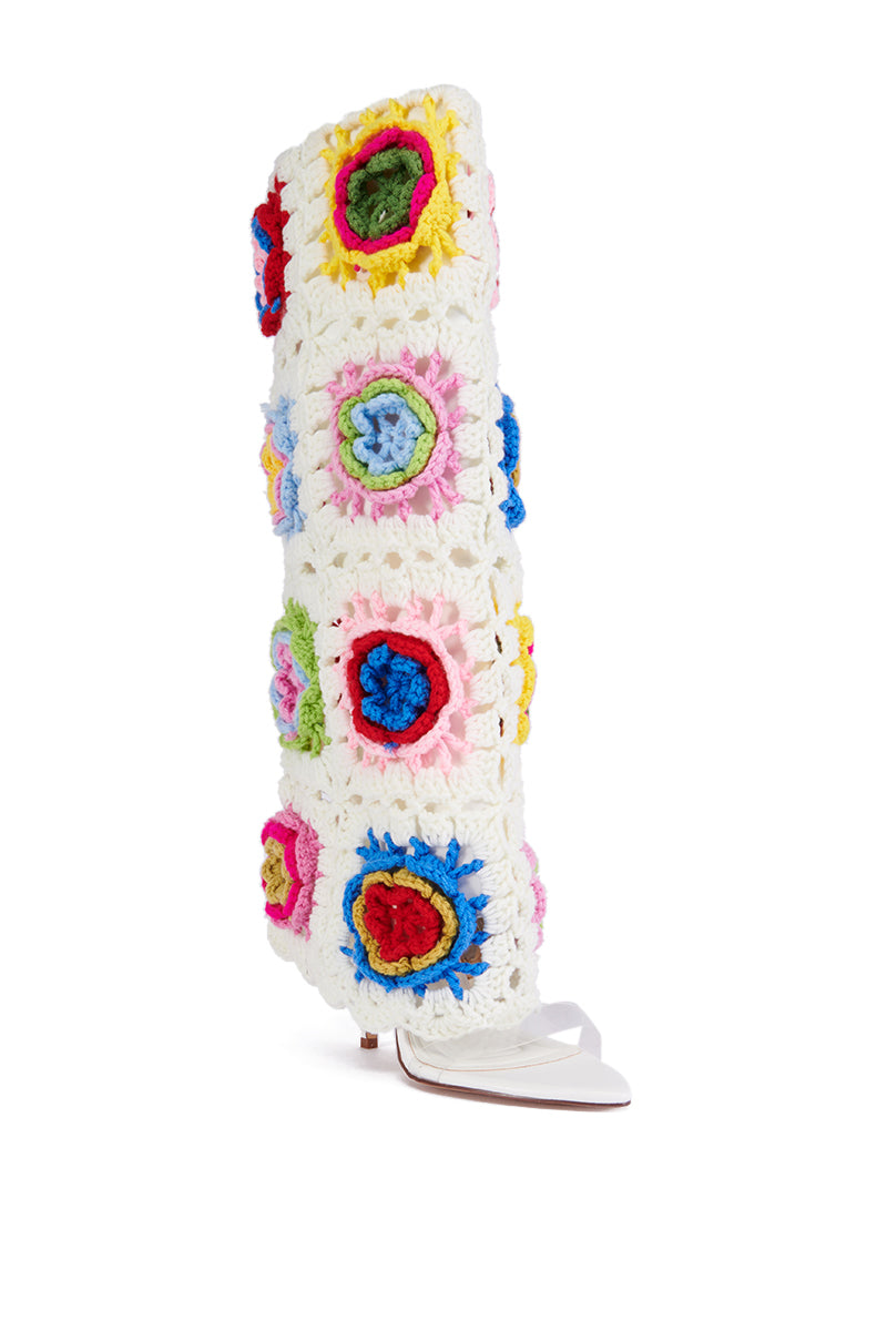 AZALEA WANG VERENA MULTI CROCHET OPEN TOE SANDAL BOOT