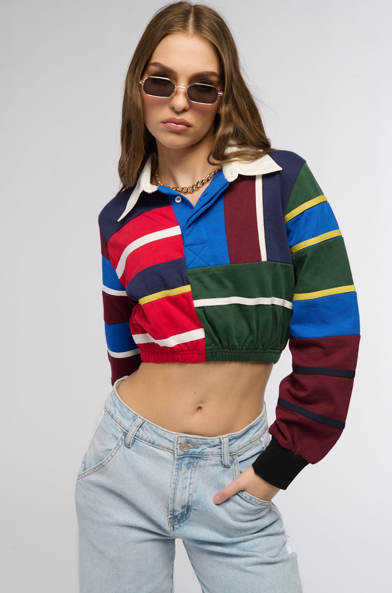 DIVIDED BY LOVE CROPPED COLLARED LONG SLEEVE SHIRT