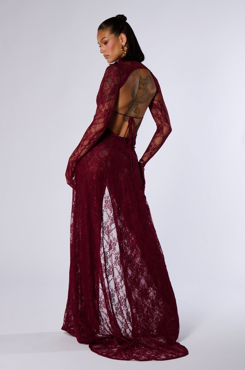 WORK THE ROOM LACE MAXI DRESS