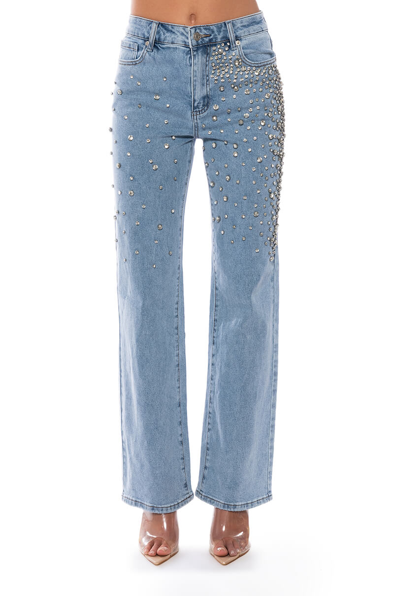 RILEE EMBELLISHED STRAIGHT FIT JEANS