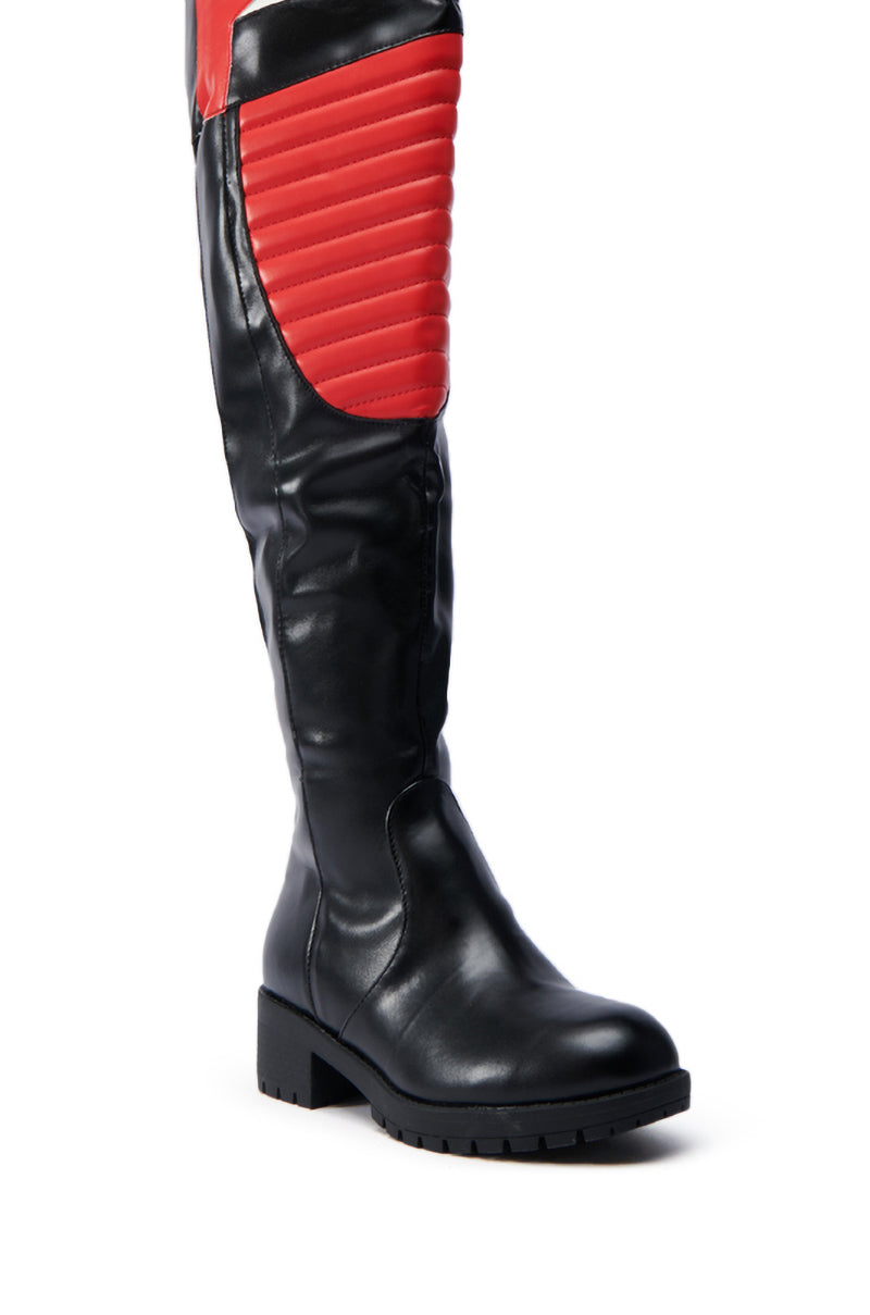 NORRIS RED AND BLACK FLAT BOOT