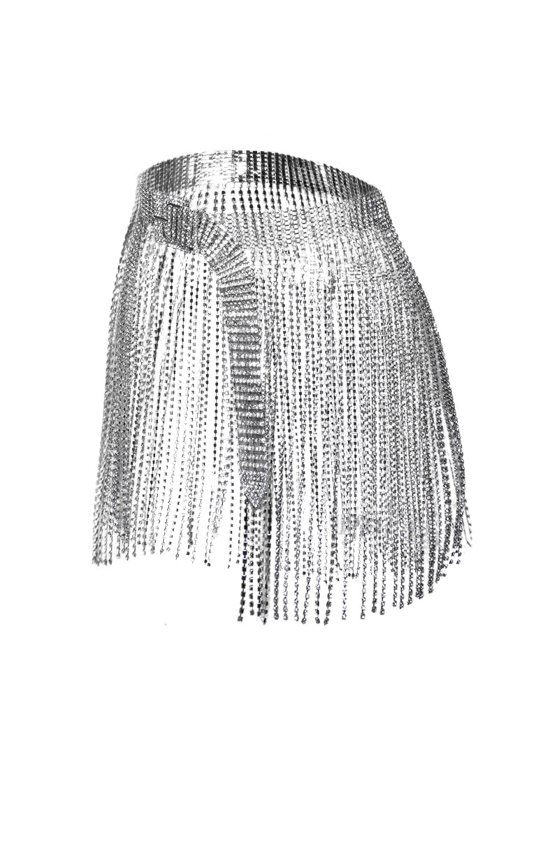 SHAKE A TAIL FEATHER RHINESTONE FRINGE SKIRT BELT