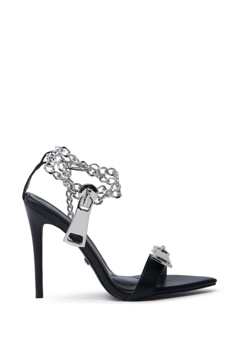 AZALEA WANG HORUS BLACK ZIPPER DETAIL SANDAL