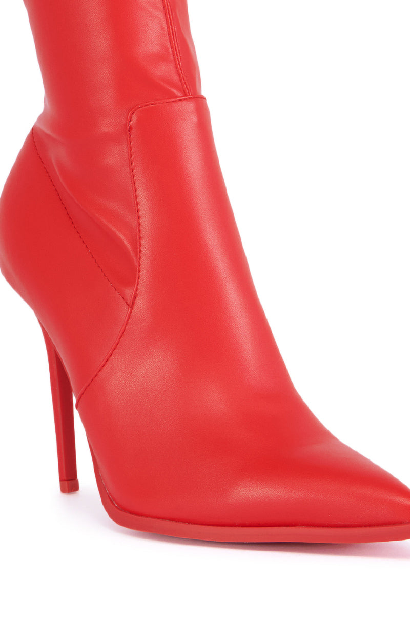 AZALEA WANG KATHERINE RED PU BOOTIE