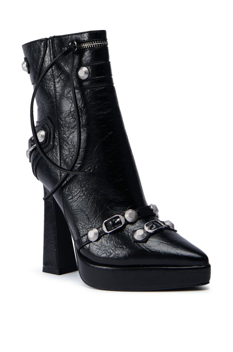 AZALEA WANG JAIMSON BLACK CRACKLE PU BOOTIE