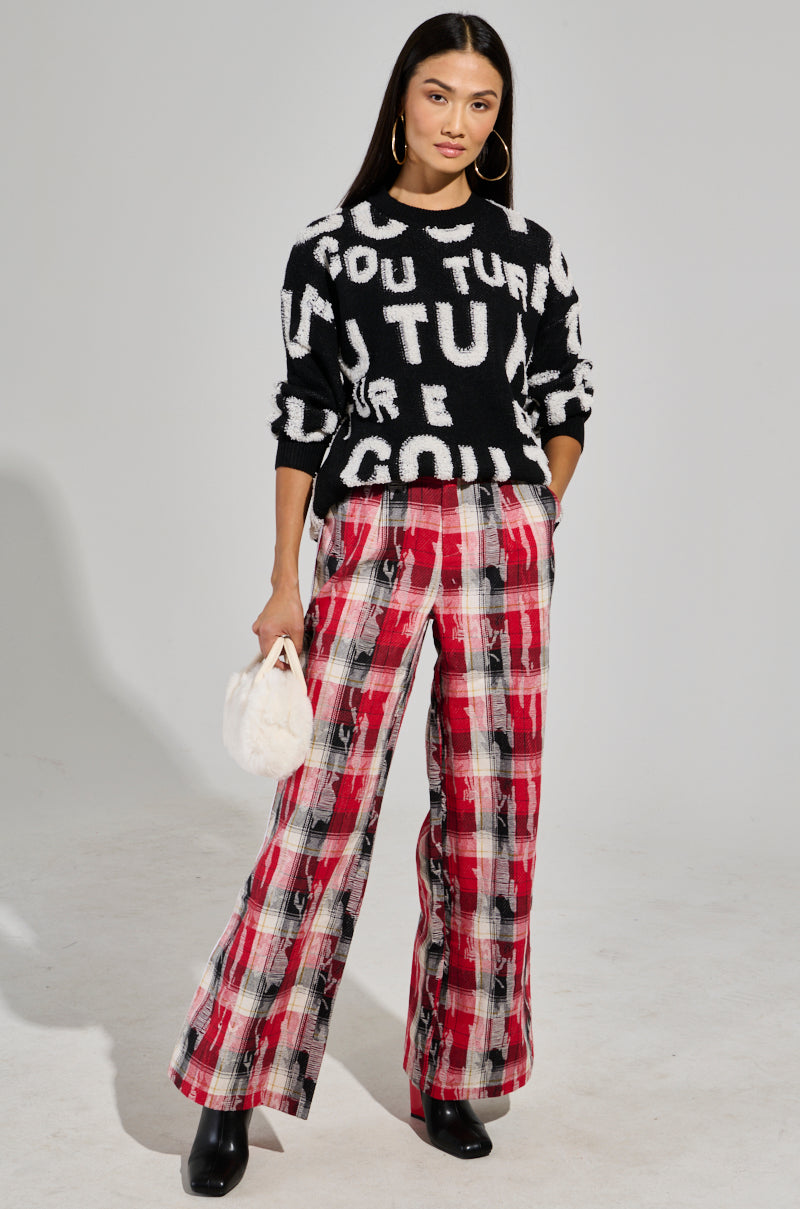 CRAZY LIKE ME PLAID TROUSER